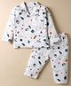 Ben Benny Single Jersey Knit Full Sleeves Co-ords Night Suit with Space Theme Print - White