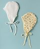 Ben Benny Interlock Knit Tie Knot Caps with Bear Print Pack of 2 White & Yellow - Diameter 13 cm