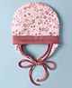 Ben Benny Interlock Knit Floral Printed Cap With Knot Light Red - Diameter 10.5 cm