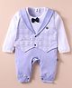Mini Taurus Cotton Knit Full Sleeves Checked Party Romper With Bow Applique - Mauve