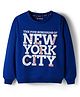 Pine Kids Knit Full Sleeves Sweatshirt With New York City Print - Navy Blue