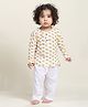 LIL PITAARA Pure Cotton Knit Full Sleeves Cute Puppies Printed Night Suit Set - Yellow