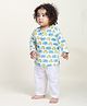 LIL PITAARA Pure Cotton Knit Full Sleeves Cars Printed Night Suit Set - Yellow