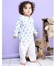 LIL PITAARA Pure Cotton Knit Full Sleeves Whale Printed Night Suit Set - Blue