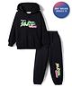 Primo Gino Boys 100% Cotton French Terry Knit Oversized Drop Shoulder Full Sleeves Hoodie Sweatshirt with & Jogger Set with Street Skate Print - Black