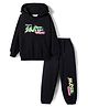 Primo Gino Boys 100% Cotton French Terry Knit Oversized Drop Shoulder Full Sleeves Hoodie Sweatshirt with & Jogger Set with Street Skate Print - Black