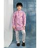 BT DEZINES Cotton Blend Woven Full Sleeves Jaipuriya Printed & Embroidered Kurta Pyjama Set - Lavender Pink