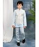 BT DEZINES Cotton Blend Woven Full Sleeves Solid Kurta Pyjama With Embroidered Sequin Embellished & Embroidered Jacket - Sky Blue