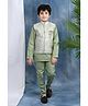 BT DEZINES Cotton Blend Woven Full Sleeves Solid Kurta Pyjama With Embroidered Sequin Embellished & Embroidered Jacket - Green