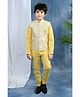 BT DEZINES Cotton Blend Woven Full Sleeves Solid Kurta Pyjama With Embroidered Sequin Embellished & Embroidered Jacket - Yellow