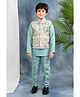 BT DEZINES Silk Blend Woven Full Sleeves Solid Kurta & Pyjama With Floral Embroidered Jacket Set - Light Blue