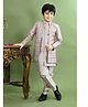 BT DEZINES Silk Blend Woven Full Sleeves Solid Sherwani & Pant With Chevron Embroidered Jacket & Necklace Set - Lilac