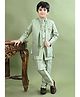 BT DEZINES Silk Blend Woven Full Sleeves Solid Sherwani & Pant With Ethnic Embroidered Jacket & Necklace Set - Light Green