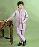BT DEZINES Silk Blend Woven Full Sleeves Solid Sherwani & Pant With Ethnic Embroidered Jacket & Necklace Set - Lilac