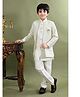 BT DEZINES Silk Blend Woven Full Sleeves Solid Sherwani & Pant With Ethnic Embroidered Jacket & Necklace Set - White