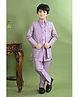BT DEZINES Silk Blend Woven Solid Sherwani & Pant With Full Sleeves Sequins Embelished Jacket & Necklace Set - Lilac