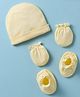 Bubble Pop Cotton Knit Solid Color Cap Mitten & Booties Set Yellow - Diameter 10.5 cm