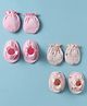 Bubble Pop Cotton Knit Mittens & Booties Set with Animal Print Pack of 2 - Pink & Peach