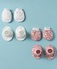Bubble Pop Cotton Knit Mittens & Booties Set with Floral Print Pack of 2 - White & Red