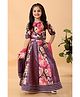 MASTARANG Woven Half Sleeves Floral Printed Gota Lace Embellished Coordinating Lehenga Choli with Dupatta Set - Purple