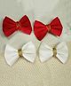 Kamule Set Of 2 Bow Applique Detailed Hair Clips - Red & White