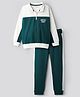 Primo Gino 100% Cotton French Terry Knit Drop Shoulder Full Sleeves Oversized Color Block Sweatshirt and Jogger Set- Dark Green & White