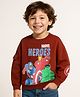 Babyhug Marvel Terry Knit Drop Shoulder Full Sleeves Sweatshirt With Avengers Graphic & Pocket detailing - Brown