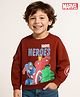 Babyhug Marvel Terry Knit Drop Shoulder Full Sleeves Sweatshirt With Avengers Graphic & Pocket detailing - Brown
