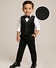 Babyhug Knitted Full Sleeves Textured Party Suit with Waistcoat Shirt Pant & Bow - Black & White
