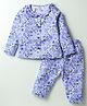 Smarty Sinker Knit  Full Sleeves Co-ord Night Suit with Floral Print - Purple