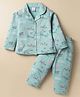 Smarty Girls 100% Cotton Full Sleeves Co-Ords Night Suit With Text Print - Mint