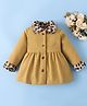 Mark & Mia Full Sleeves Flared Winter Jacket With Fur Leopard Print - Tan