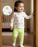 Babyoye Cotton Modal Super Soft Blend Knit Full Sleeves Thermal Inner Wear Set with Heart Print - White & Limegreen
