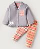 CUCUMBER Sinker Knit Full Sleeves Night Suit With Animal Print - Mauve