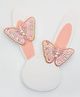 Twisty Locks Beads & Sequin Embellished Butterfly Designed Hair Clips - Pink