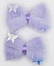 Twisty Locks Butterfly Designed Bow Applique Detailed Hair Clips - Lavender