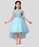 Aarika Woven Sleeveless Sequins Embellished Bow Applique Detailed Dress - Firozi Blue