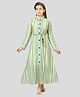 Aarika Cotton Woven Full Sleeves Floral Printed Shirt Style Dress - Green