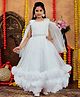 Aarika Net Woven Sleeveless Textured Beads Embellished Shimmered Gown - White