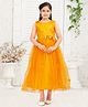 Aarika Net Woven Sleeveless Floral Embroidered Sequins Embellished Gown - Yellow