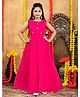 Aarika Net Woven Sleeveless Floral Applique Detailed Gown - Red