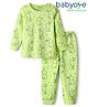 Babyoye Cotton Knit Full Sleeves Thermal Vest & Pant Set with Rabbit Print - Green