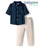 Babyoye 100% Cotton Woven Full Sleeves Striped Shirt with Front Pocket & Trouser Set - Multicolor