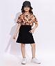 Taffykids Solid Dress With Half Sleeves Fruit Printed Cropped Shirt Style Top - Black & Multi Colour