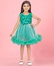 Aarika Net Woven Sleeveless Ruffle & Bow Applique Detailed Dress - Green