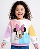 Babyhug Disney Terry Knit Full Drop Shoulder Sleeves Sweatshirt With Minnie Mouse Graphics - Multicolor