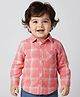Babyoye 100% Cotton Woven Full Sleeves Checkered Party Shirt - Peach