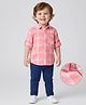 Babyoye 100% Cotton Woven  Full Sleeves Shirt and Trouser Set With Checks - Pink & Blue