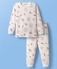 Babyoye Cotton Knit Full Sleeves Thermal Inner Wear Set With Butterfly Print - White