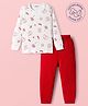 Babyoye Cotton Modal Super Soft Blend Full Sleeves Thermal Inner Wear Set with Butterfly Print - White & Red